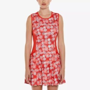 PGA Tour Apparel Playful Red Floral Print Sleeveless Golf Dress Size L EUC